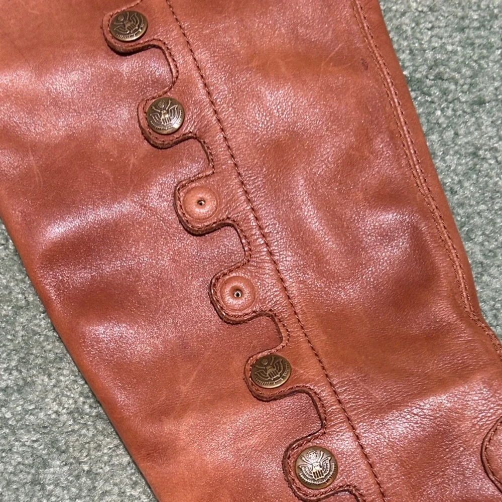 Sam Edelman Pierce 2 Athletic Button-Accent Riding Boots - Cognac Brown. Size 8